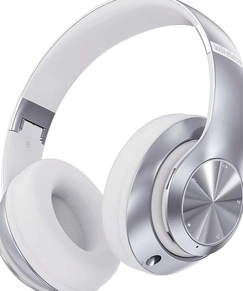 Vendos85 Casque Bluetooth 9S sur l'oreille gris blanc