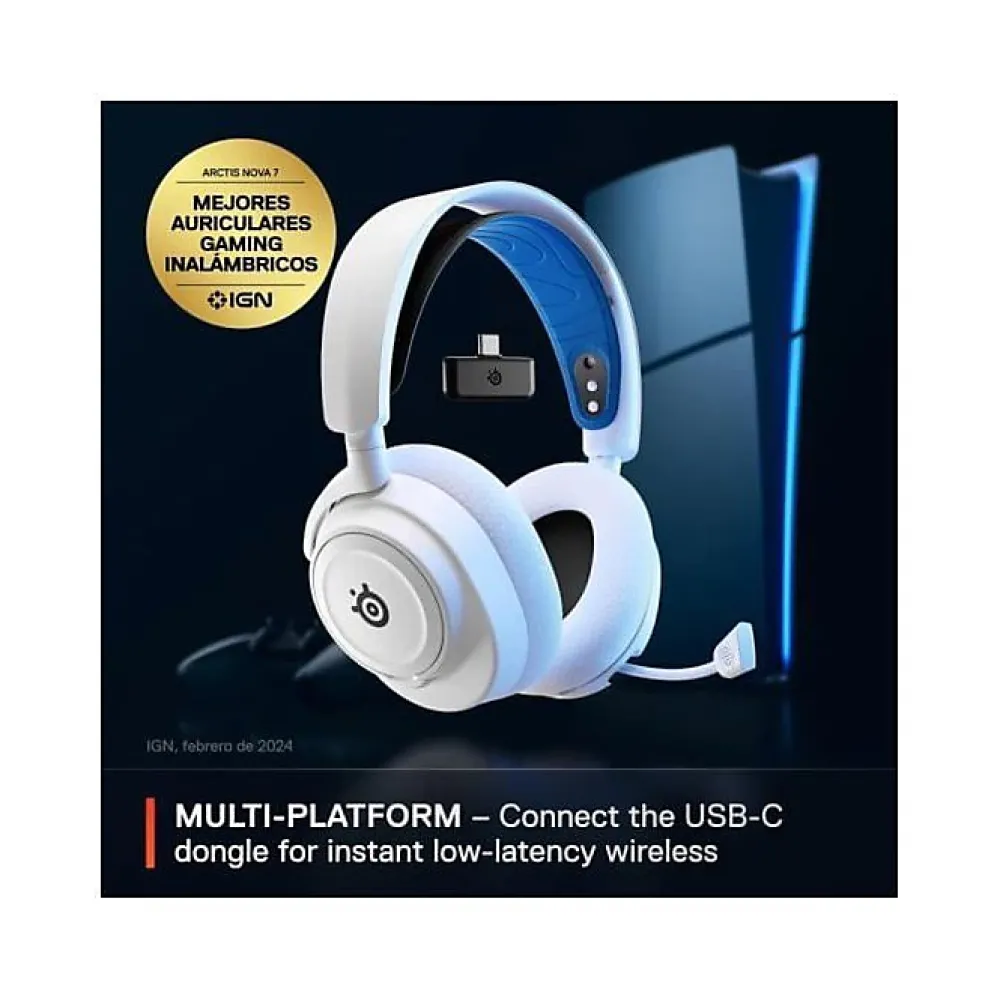 Steelseries Enceinte, Écouteur Et Casque-Casque Micro Gaming sans fil Arctis Nova 7P pour PS PC Mac Nintendo Switch Oculus Quest 2 et Android Blanc