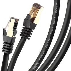 Duronic CAT8 BK 1m Câble Ethernet SFTP 2000MHz Transmission de données 40Gb Réseau LAN Internet Connecteurs en or RJ45
