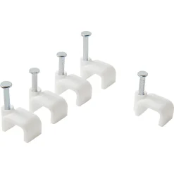 Diall Fixation Et Raccordement Du Câble-25 cavaliers plats en nylon pour câble de 2 x 0,75 mm² blanc