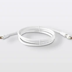 Blyss Câble coaxial blanc 19 VATC nickelé M/F + adaptateur M/M L.1,5 m