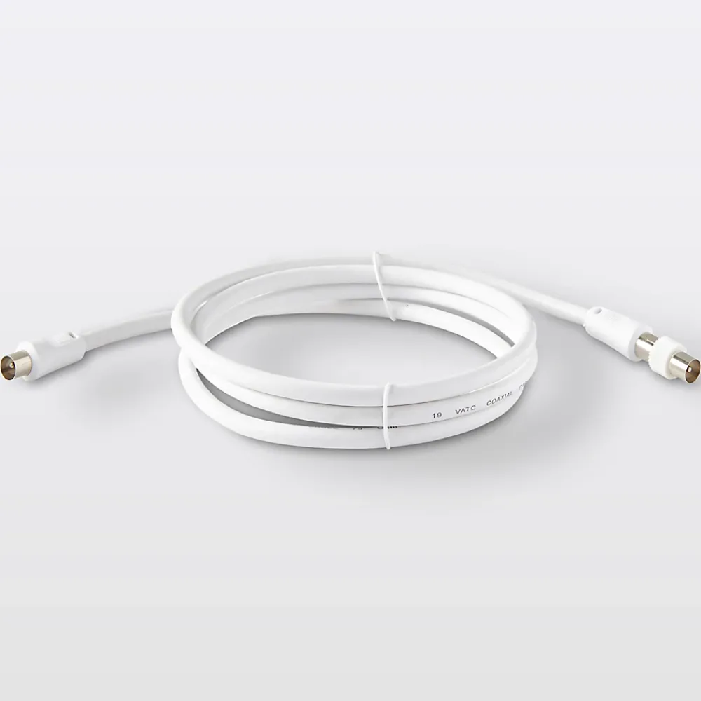 Blyss Câble coaxial blanc 19 VATC nickelé M/F + adaptateur M/M L.1,5 m