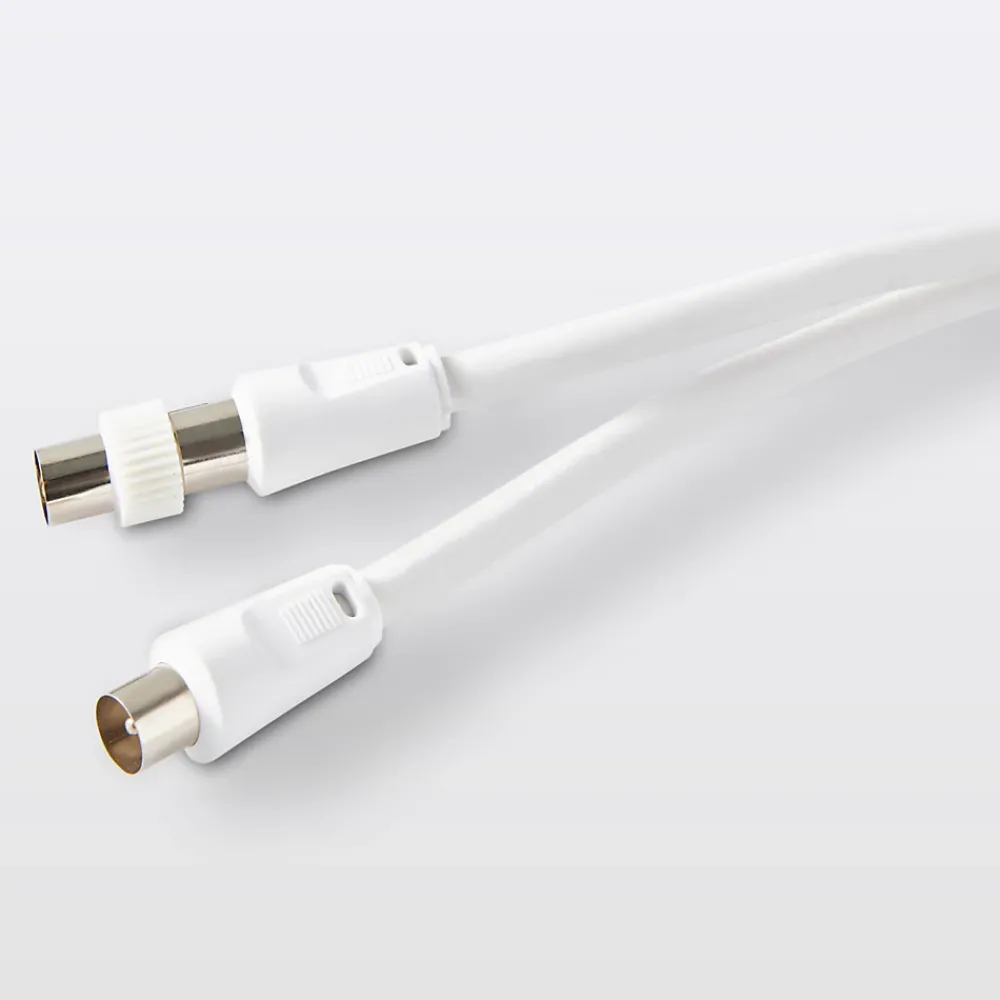 Blyss Câble coaxial blanc 19 VATC nickelé M/F + adaptateur M/M L.1,5 m