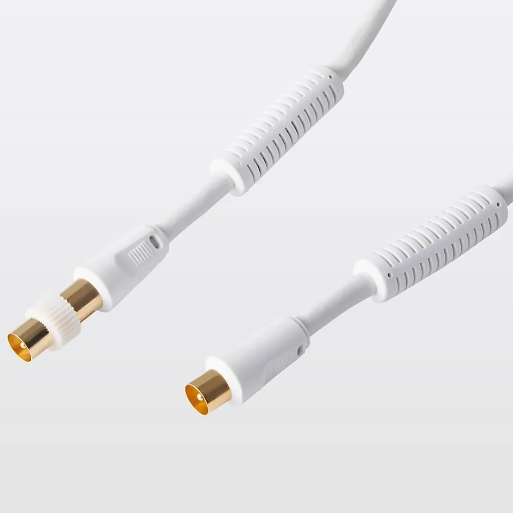Blyss Câble Et Connectique Tv-Câble coaxial Mâle / Femelle + adaptateur Mâle / Mâle blanc Or, 10 m