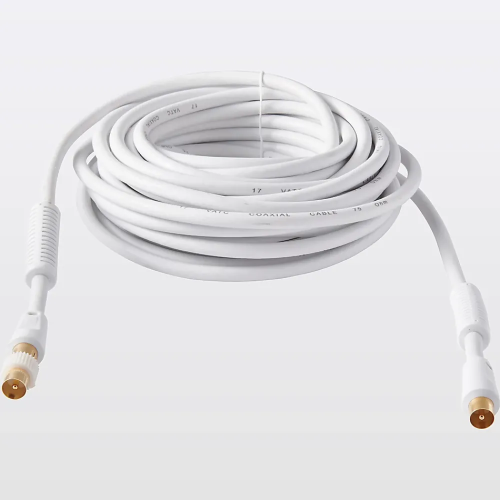 Blyss Câble Et Connectique Tv-Câble coaxial Mâle / Femelle + adaptateur Mâle / Mâle blanc Or, 10 m