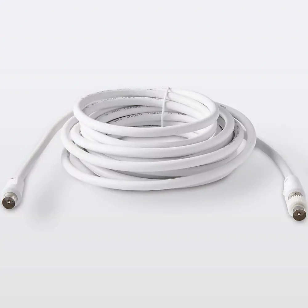 Blyss Câble Et Connectique Tv-Câble coaxial Mâle / Femelle + adaptateur Mâle / Mâle blanc , 5 m