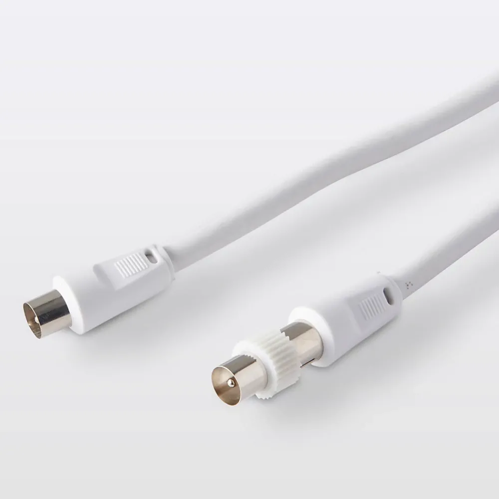 Blyss Câble Et Connectique Tv-Câble coaxial Mâle / Femelle + adaptateur Mâle / Mâle blanc , 5 m