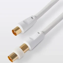 Blyss Câble Et Connectique Tv-Câble coaxial Mâle / Femelle + adaptateur Mâle / Mâle blanc Or, 3 m