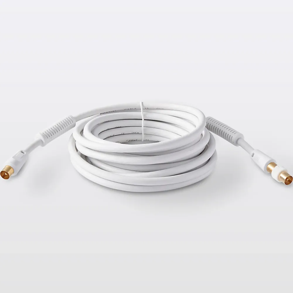 Blyss Câble coaxial Mâle / Femelle + adaptateur Mâle / Mâle blanc Or, 5 m