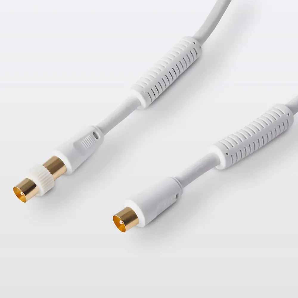 Blyss Câble coaxial Mâle / Femelle + adaptateur Mâle / Mâle blanc Or, 5 m