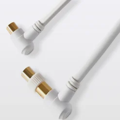 Blyss Câble coaxial Mâle / Femelle + adaptateur Mâle / Mâle coudé blanc Or, 1.5 m