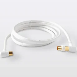 Blyss Câble coaxial Mâle / Femelle + adaptateur Mâle / Mâle coudé blanc Or, 1.5 m