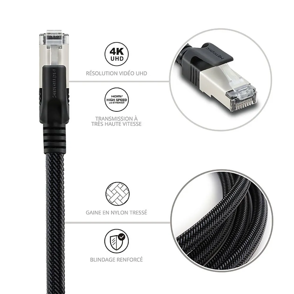 Metronic Câble Et Connectique Réseau-Câble Ethernet RJ45 CAT 8 mâle/mâle tressé - S/FTP 5 m - 395631