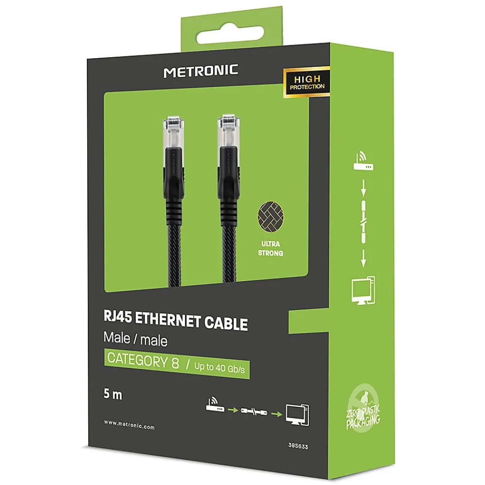 Metronic Câble Et Connectique Réseau-Câble Ethernet RJ45 CAT 8 mâle/mâle tressé - S/FTP 5 m - 395631