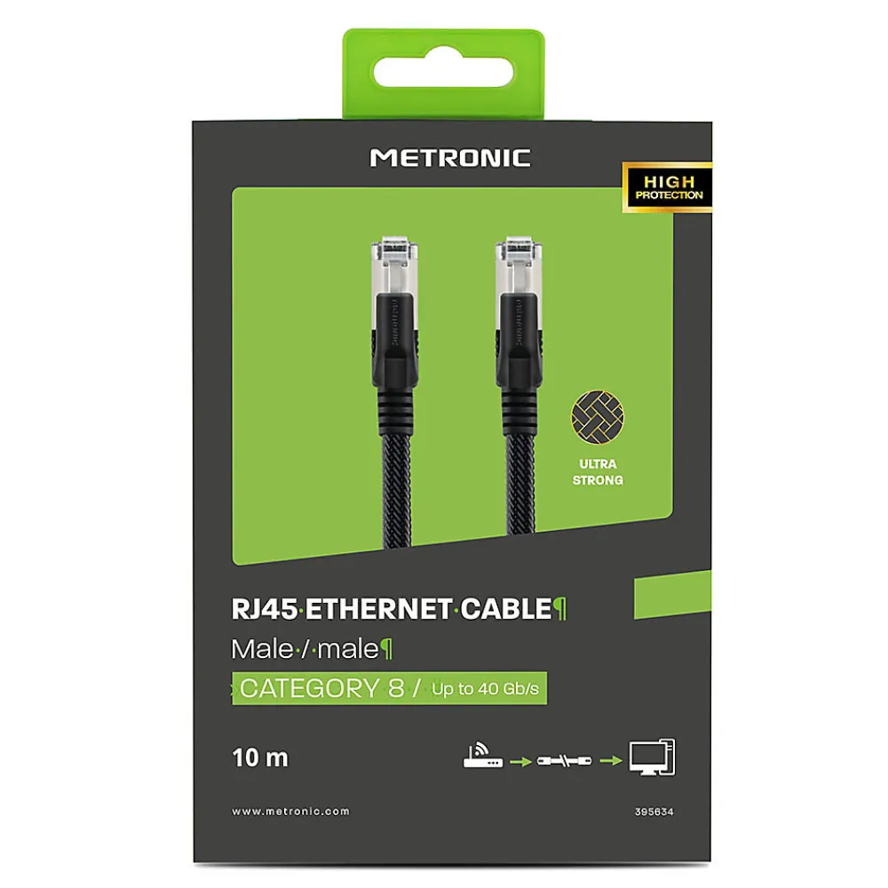 Metronic Câble Ethernet RJ45 CAT 8 mâle/mâle tressé - S/FTP 10 m - 395631