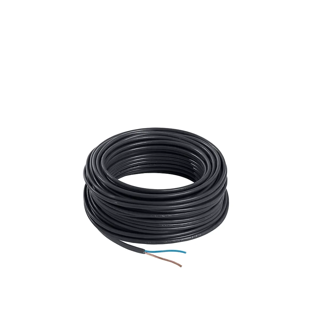 Nexans Câble, Fil Et Cordon D'Alimentation-Câble électrique flexible H03VVH2F 2x0,75 mm² Noir - 25 m