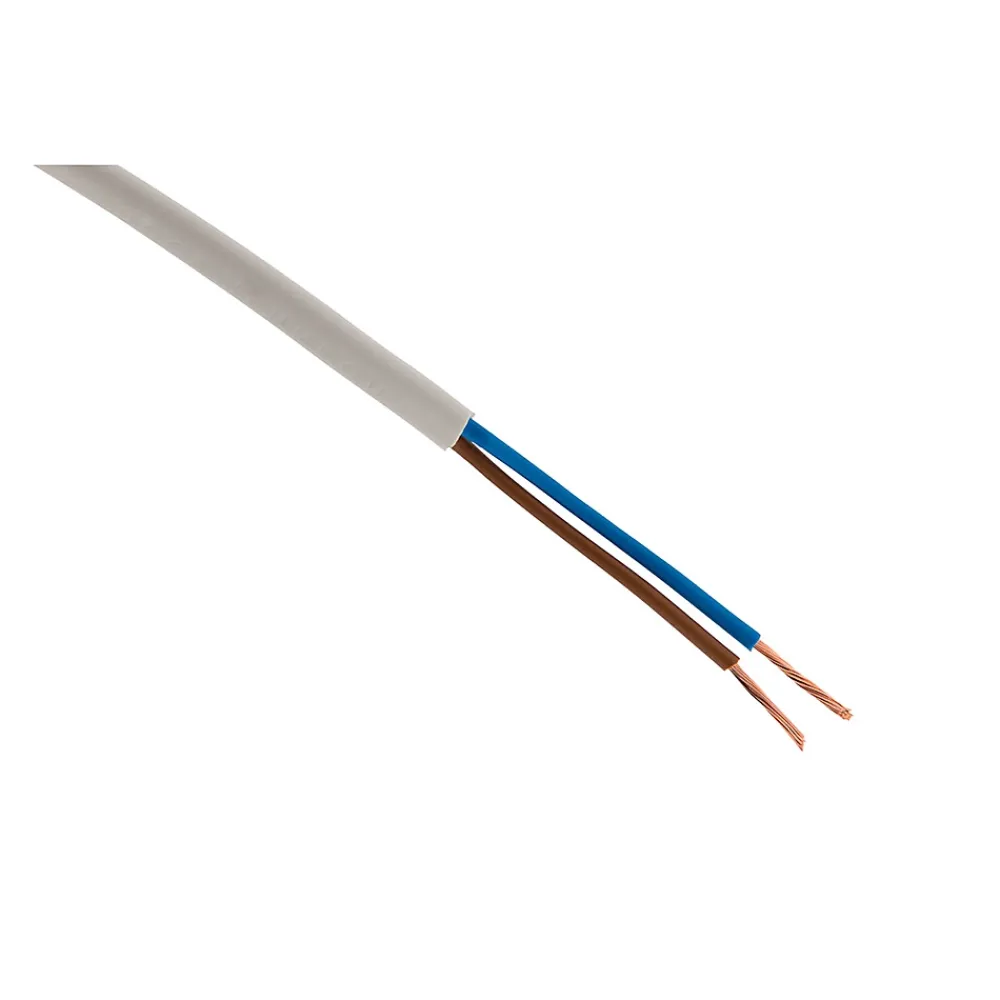 Zenitech Câble électrique H03VVH2F 2x0,75mm² blanc 10m