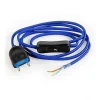 Lnd Câble, Fil Et Cordon D'Alimentation-Câble Électrique Plat Bleu ItalienPrémonté avec Fiche et InterrupteurPrêt à Installer
