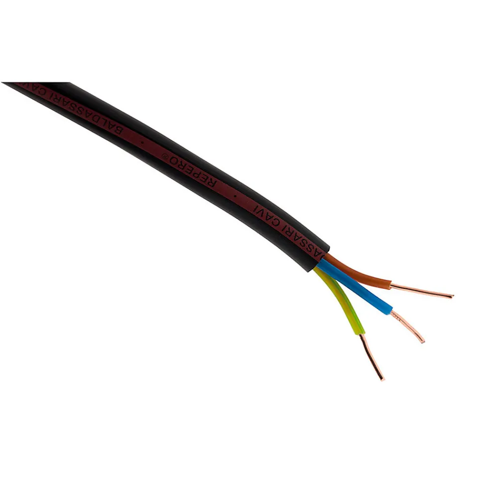 Zenitech Câble électrique U1000 R2V 3G1,5mm² noir 50m