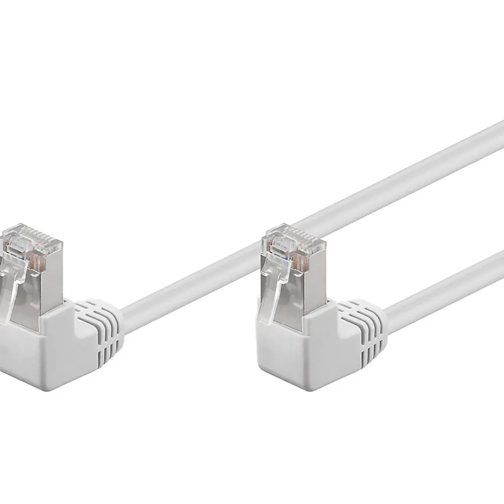 Goobay Câble RJ45 Cat5e coudé blindé blanc 50cm
