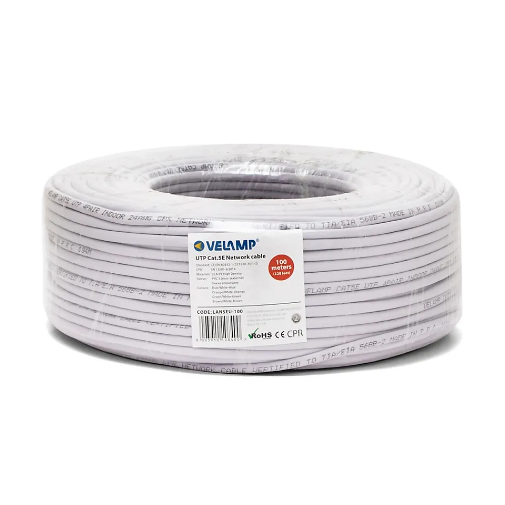 Velamp Câble Et Connectique Réseau-Câble réseau CAT5E UTP 100mt en bobine, certifié CPR