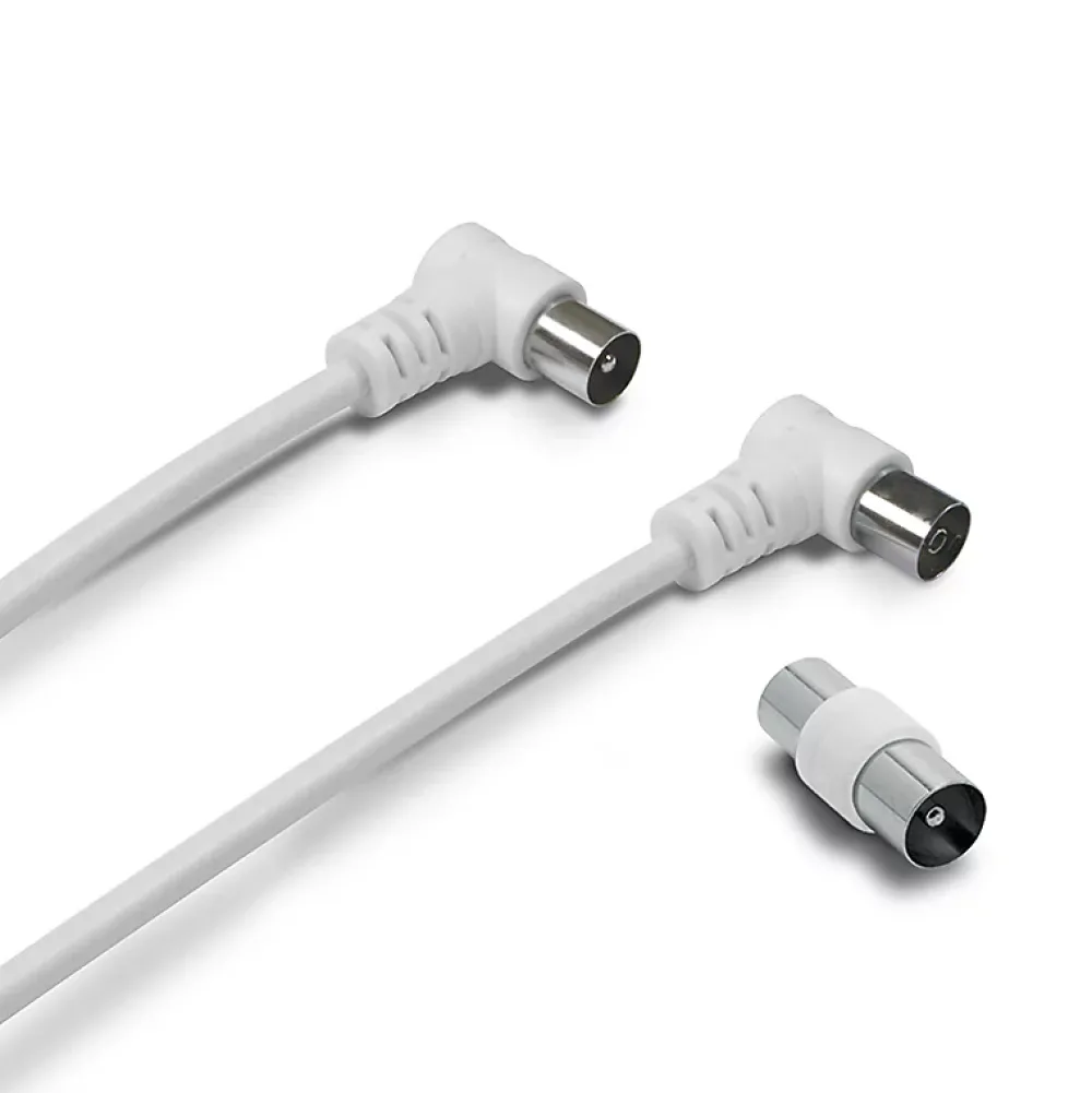 Metronic Câble TV coaxial 9,52 mm coudé mâle/fem. + adaptateur 9,52 mm - 338009