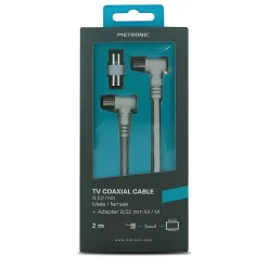 Metronic Câble TV coaxial 9,52 mm coudé mâle/fem. + adaptateur 9,52 mm - 338008