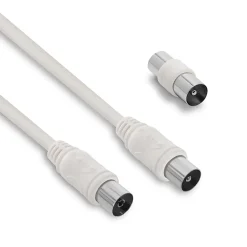 Metronic Câble Et Connectique Tv-Câble TV coaxial 9,52 mm mâle/fem.+adaptateur mâle/mâle 2 m - 338004