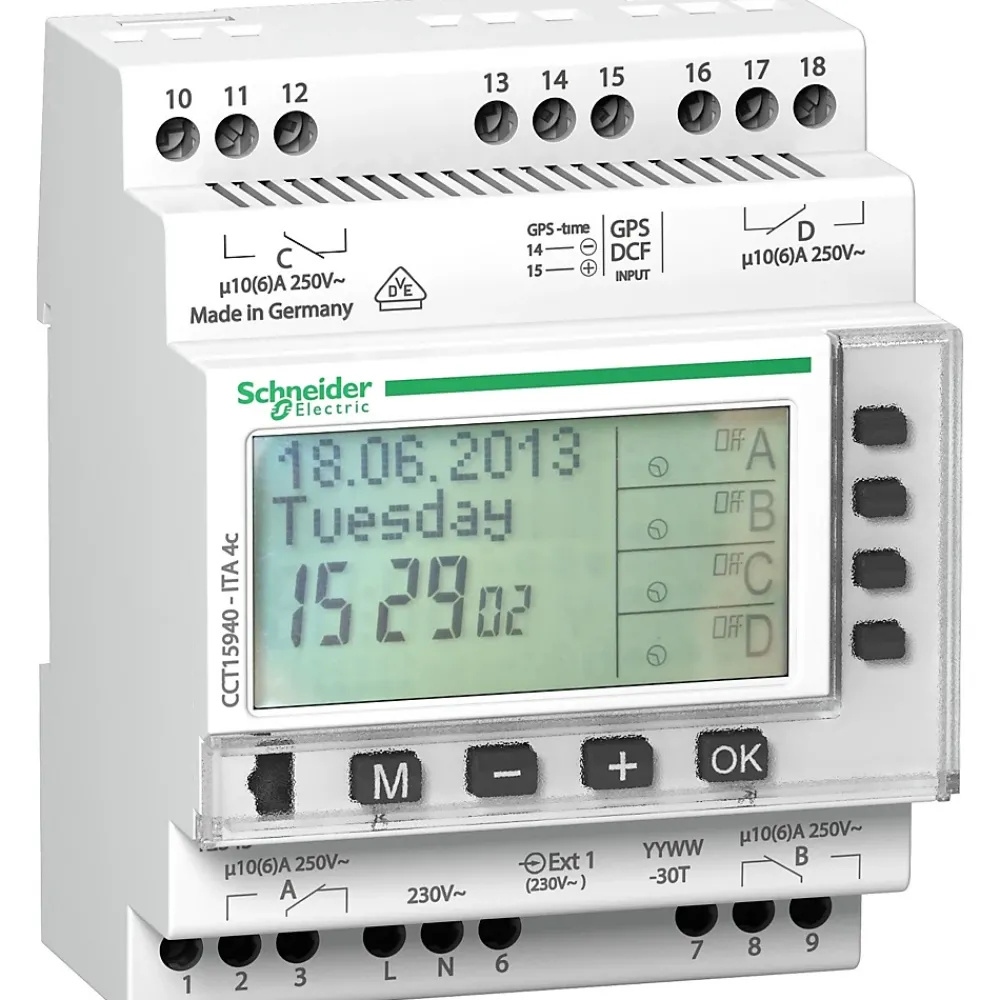 Schneider Electric Autre Commande Modulaire-Cct15940 Schneider - Horloge Modulaire Annuelle - 24h/7jours/année - 4 Canaux - Acti9 Ita