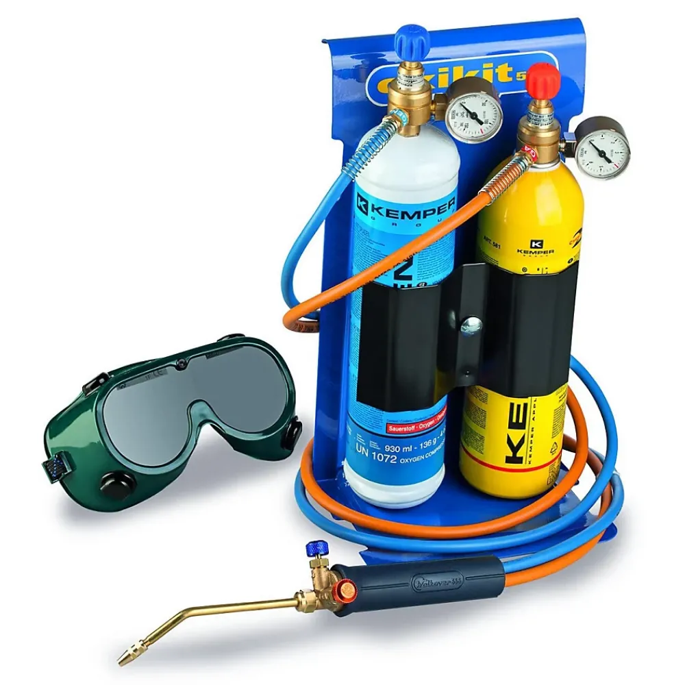 Kemper Lampe À Souder-Chalumeau Bi-Gaz Oxygène Propane Pro 3300-C : Kit Complet Soudage & Brasage, Coupe Acier 5 mm, Détendeurs, Manomètres