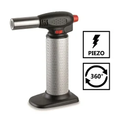 Kemper Chalumeau de cuisine Professionnel à gaz Torche gaz rechargeable Utilisation 360 degrés Allumage piezo