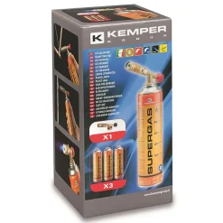 Kemper Chalumeau de soudure à gaz Flamme + 3 Cartouches de gaz 330gr