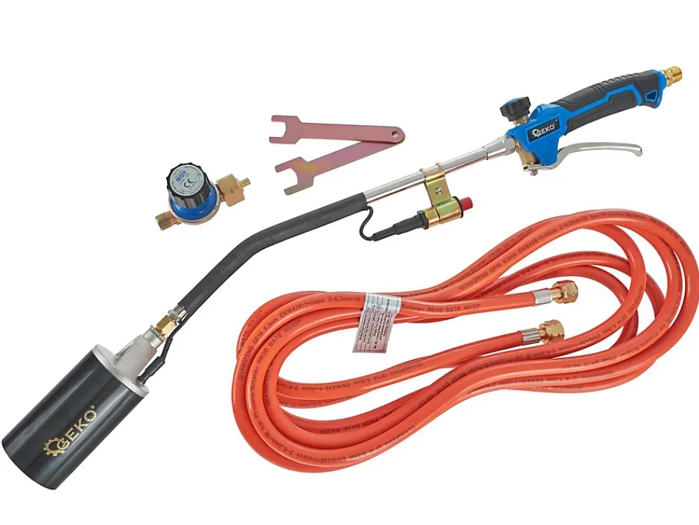 Importdistrib Lampe À Souder-Chalumeau gaz Charpentier 60mm PROFI - 70 cm Tuyau 5 m Réducteur Inclus