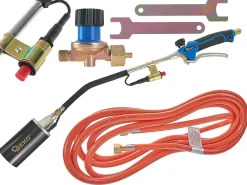 Importdistrib Lampe À Souder-Chalumeau gaz Charpentier 60mm PROFI - 70 cm Tuyau 5 m Réducteur Inclus
