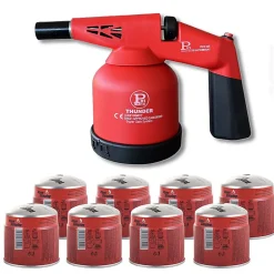 Proweltek Chalumeau gaz 1.7kW Allumage piezo + 8 Cartouches gaz