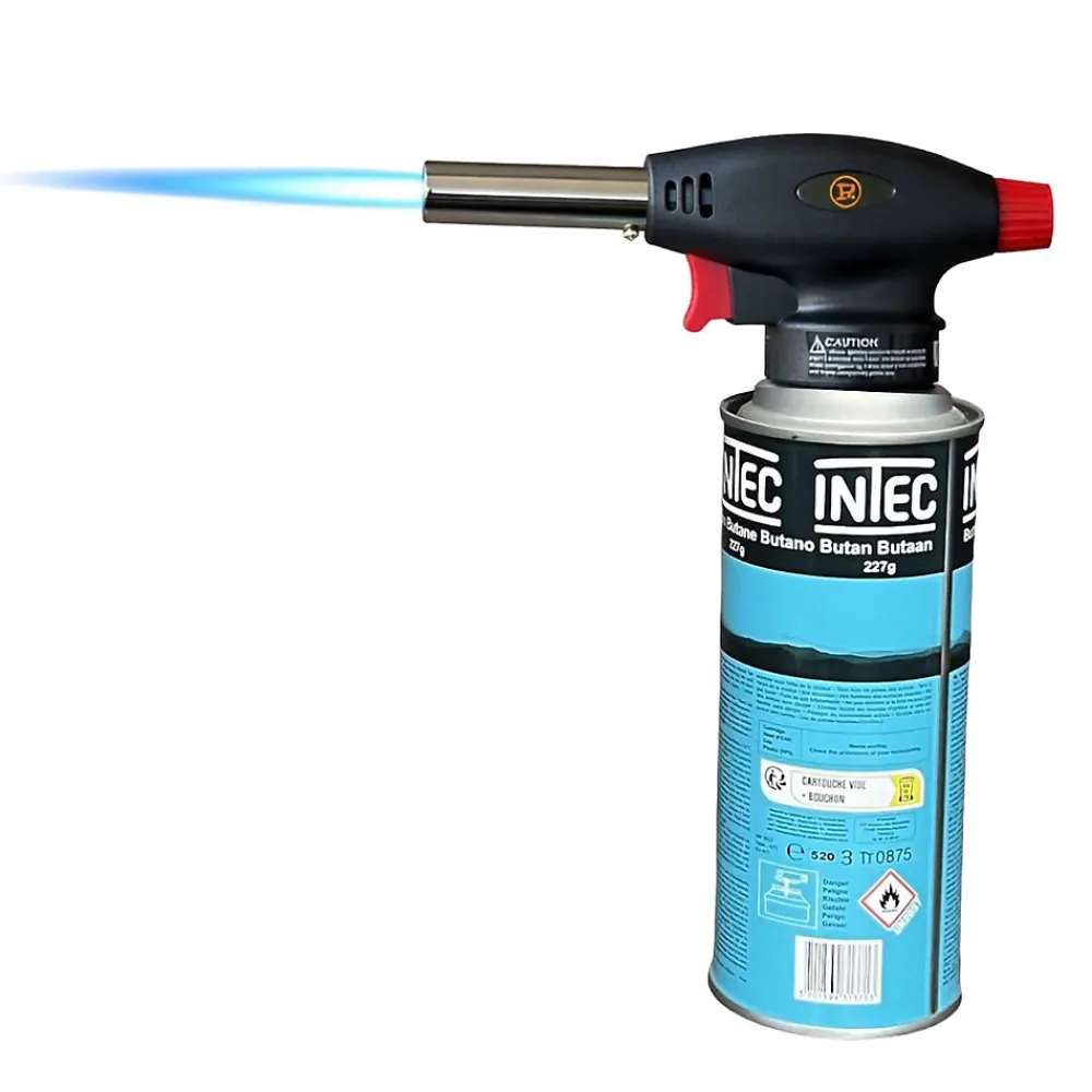 Proweltek Lampe À Souder-Chalumeau à gaz 180W - 360-C + Cartouche gaz butane 227gr - Chalumeau de cuisine Allumage auto piezo flamme réglable