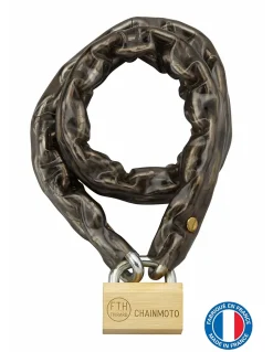 Thirard Chaîne acier cémenté zingué à clé Loops, moto, barrières, diamètre 8mm, 0.9m, gaine PVC, cadenas, 3 clés -