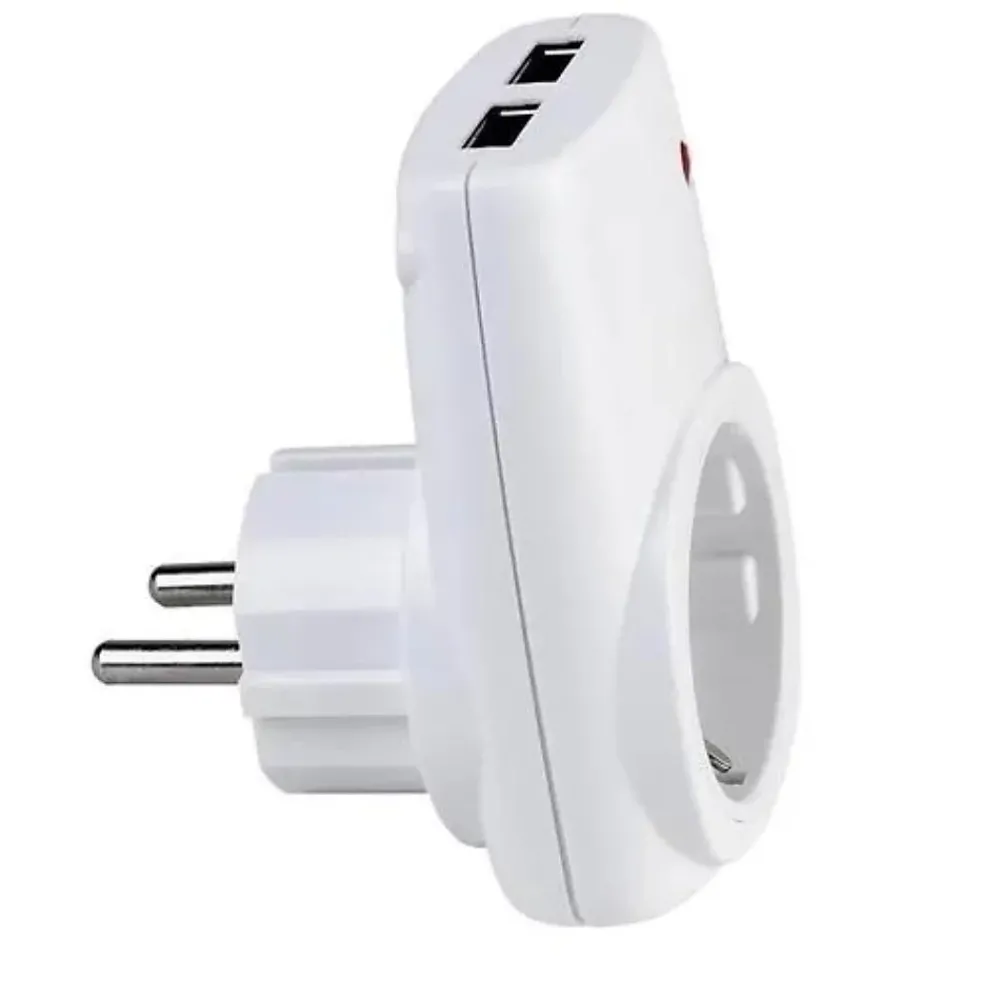 Horoz Electric Accessoire Smartphone Et Tablette-Chargeur Prise 16A + 2 USB 2.1A blanc