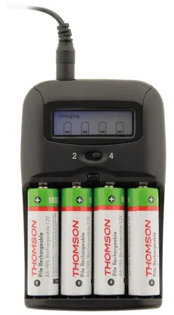 Thomson Chargeur à rechargement rapide pour piles AA et AAA (fournies) -