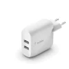 Belkin Chargeur Et Câble Usb-Chargeur secteur Boost Charge 2 USBA 2x 12W blanc
