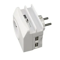 Enexo Chargeur universel 2 USB 1 prise 2 ports + Terre 16A
