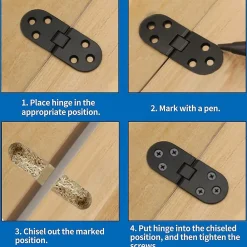 Deko Paumelle De Porte, Meuble Et Fenêtre-Charnières de porte plates, charnières de porte pliantes, charnières de porte pliantes en alliage pour machine à coudre, 4 pièces