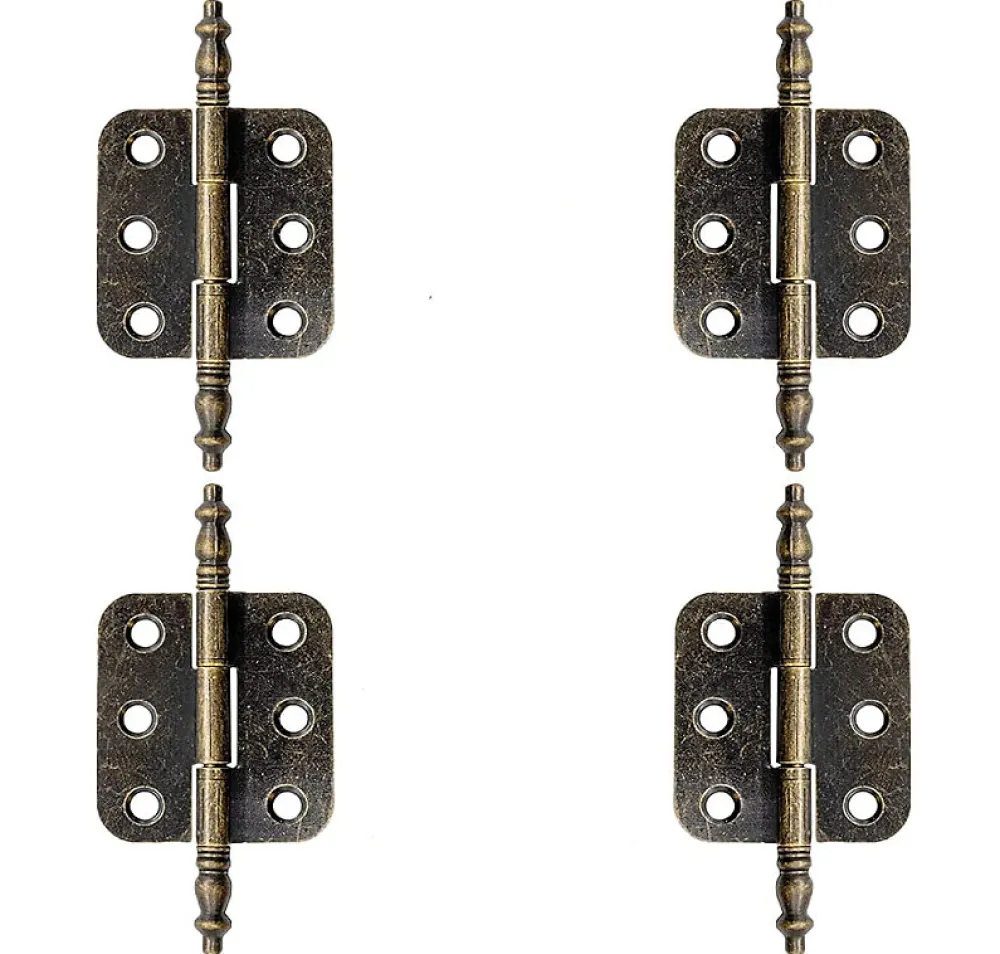 Deko 4 charnières en laiton antique, charnières plates vintage, charnières de porte d'armoire vintage, charnières pliantes en bronze