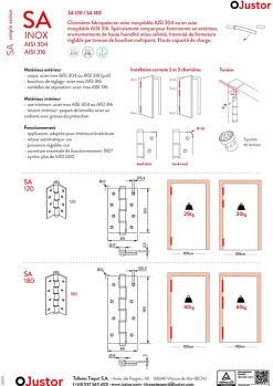 Hardwarexchange Ferme-Porte-Charnière simple action à ressort, 180X40 mm, en acier inox 316, pour porte de 40 mm