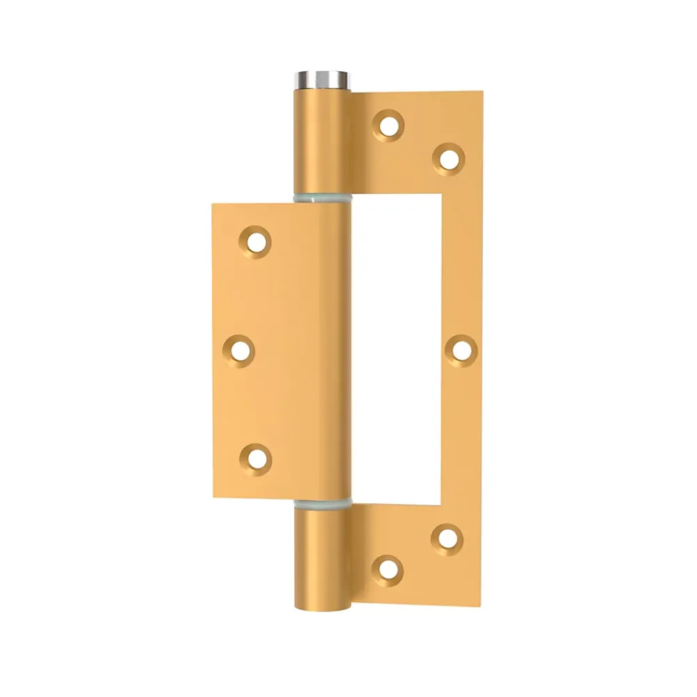 Hardwarexchange Charnière simple action à ressort, 150X40 mm, en aluminium anodisée or posée totalement en applique