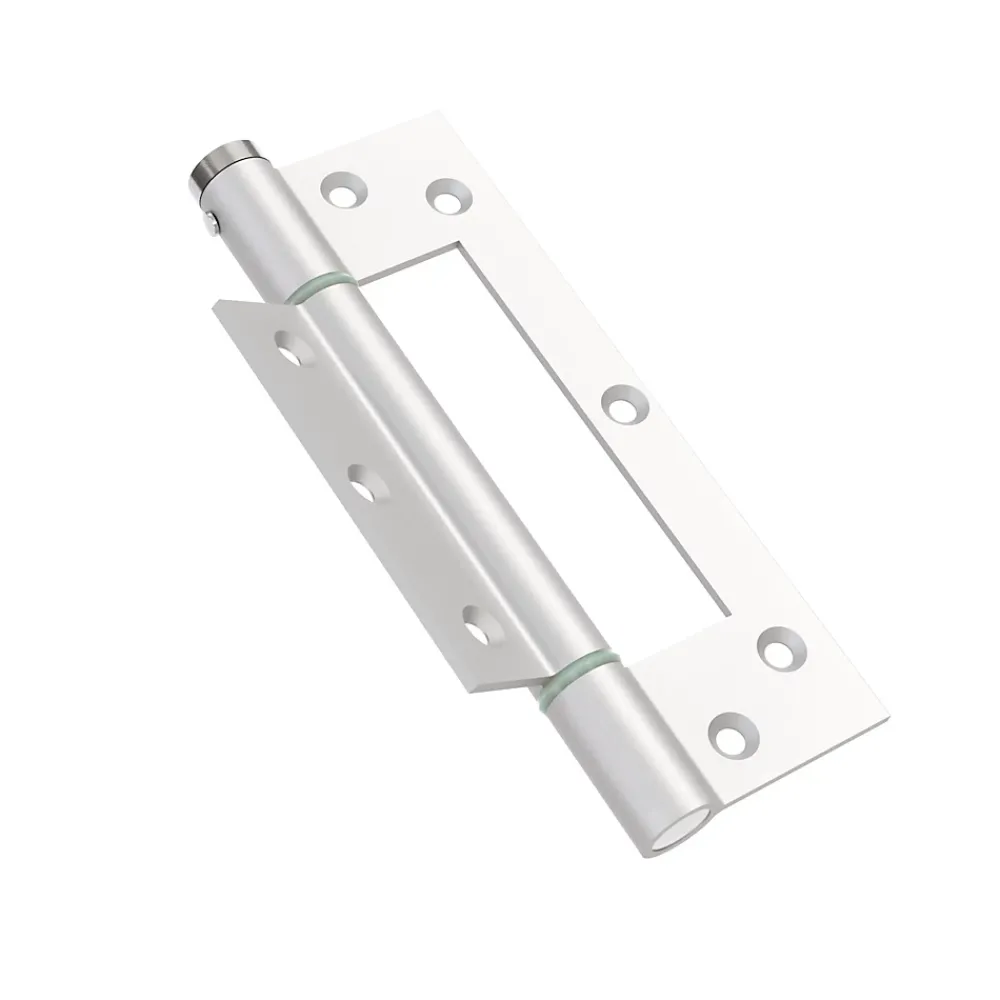 Hardwarexchange Ferme-Porte-Charnière simple action à ressort, 150X40 mm, en aluminium anodisée argent posée totalement en applique, a lame centrée.