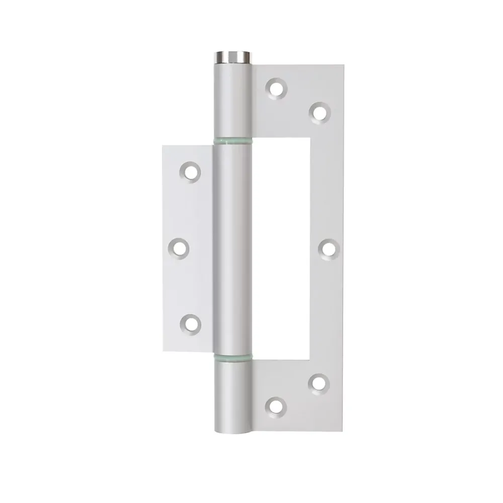 Hardwarexchange Ferme-Porte-Charnière simple action à ressort, 150X40 mm, en aluminium anodisée argent posée totalement en applique, a lame centrée.