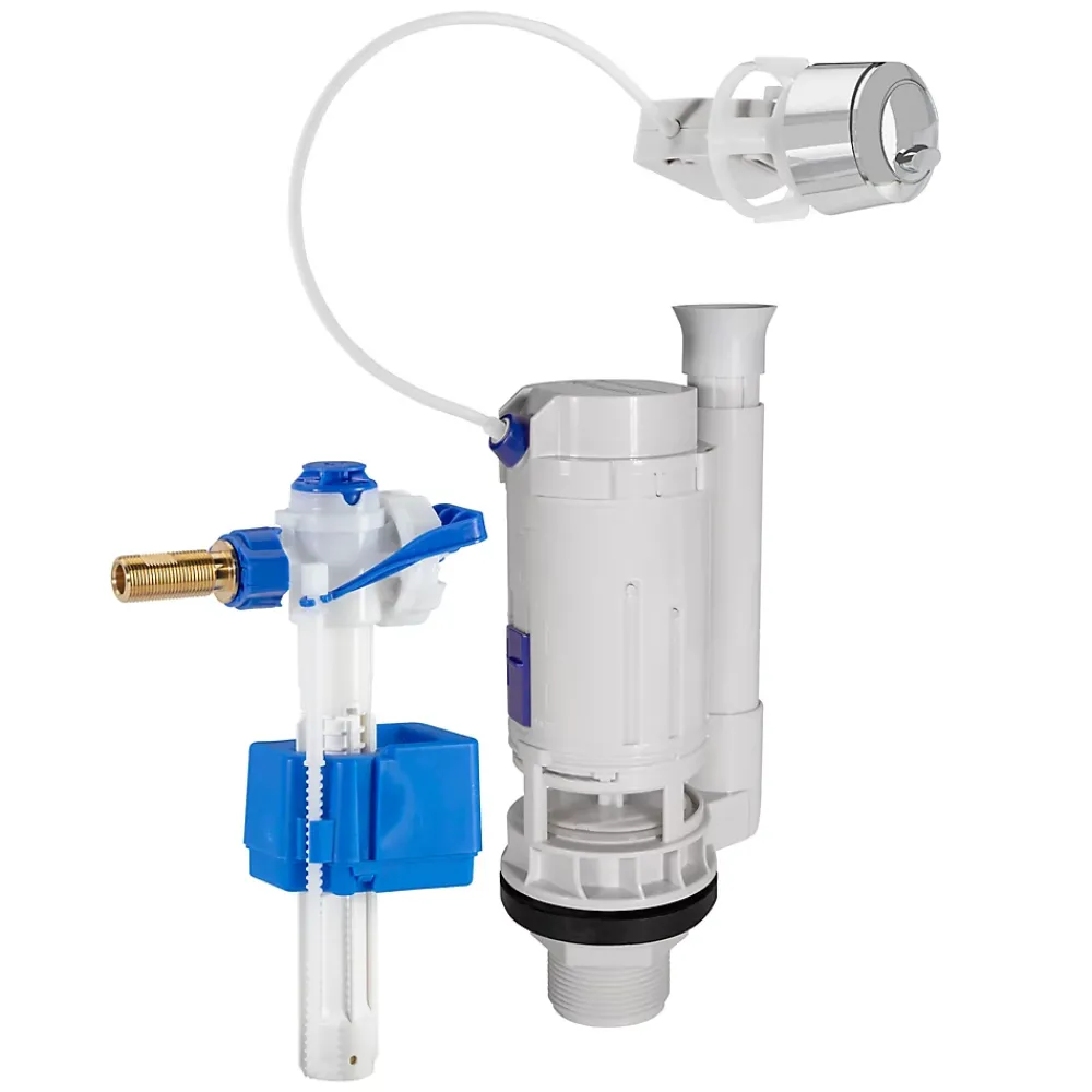 Fluidmaster Mécanisme De Chasse D'Eau-Chasse d'eau + robinet flotteur laiton SE 3/8 - 2", Bouton poussoir + câble