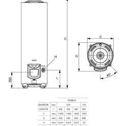 Ariston Chauffe-Eau Électrique|Chauffe-Eau Ariston-Chauffe-eau - - Sageo Xpert - Vertical sur socle - Stéatite - 250L - 3000W