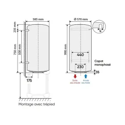 Atlantic Chauffe-Eau Électrique-Chauffe-eau vertical mural compact blindé CHAUFFEO 150L
